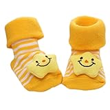 3組 ノンスリップ新生児幼児靴下快適な暖かいノンスキッドストッキングベビーバースデーギフト6-12ヶ月-A05