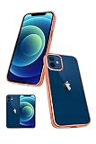 シズカウィル iPhone12 mini ケース カバー サイドメッキ加工 ストラップ付 TPU クリア ケース ローズ×クリア 1個入り