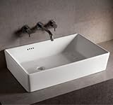 Whitehaus whkn1081 whkn1081isabella長方形上マウントBasin withオーバーフロー&オフセットセンターDrain ,ホワイト