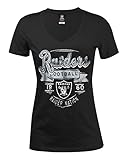 NFL Oakland RaidersレディースBaby Jersey半袖VネックTシャツ、ミディアム、ブラック