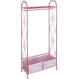 収納ハンガーラック(ハンガータイプ) (ピンク) 収納ボックス付き フリル