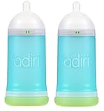Adiri NxGen Stage 1 Nurser Slow Flow Baby Bottle, Blue, 3-6 Months (2 Count) by Adiri