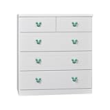 アルファタカバ ディズニー家具シリーズ セレクトミッキー 80cm幅4段ホワイト 取っ手北欧グリーン