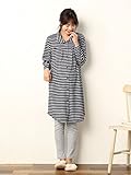 Angeliebe エンジェリーベ マタニティ パジャマ 授乳口付き ボーダー トップス & 腹まき タイプ パンツ セット 妊婦服 産前 産後 前開き L ネイビー 22065 22065170