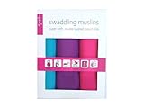 Faye and Lou Cozio Swaddling Muslin Blanket, Pink/Purple/Blue, 3 Count by Faye and Lou [並行輸入品]