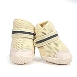 LIKOKLIN 犬靴 犬用メッシュシューズ ドッグブーツ ドッグくつ 小型犬 反射テープ付き 滑り止め 肉球保護 脱げにくい 散歩 通気性 犬用靴 犬くつ 犬のくつ 小型犬 中型犬 2個入り サイズがやや小さい ベージュ (3#(2個入り))