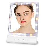 hblife 18 LEDライト付きメイクアップミラー、USB複数のイルミネーション設定Chargeable Tabletop Cosmeticミラーなし、リムーバブル10 x拡大鏡スポットミラー
