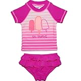 オシュコシュ(Oshkosh B'gosh)4歳用 ローズアイスキャンディRGセット 女の子ローズグラデーションボーダーアイスキャンディSo Sweetラッシュガード水着上下2点セット 4t(98-1