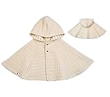 キッズ　ベビー　ポンチョ　フード付き　ポンチョ防寒　ポンチョコート　男女兼用　カーディガン　マント　出産祝い　お出かけ用品 (90cm, ベージュ)
