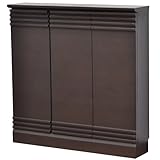 天然木 ストライプ 書棚 本棚 板扉 タモ 幅90.5cm ダークブラウン LS-396DB