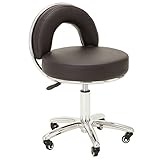 Donu ( ドーナ ) スツール 幅41cm×奥行41cm×高さ65cm～78.5cm ダークブラウン [ エステスツール ネイルスツール ネイルチェア キャスター付き 背もたれ付き 昇降式 オフィスチェア スツール イス 椅子 チェア 