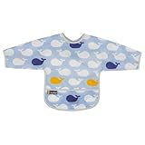 クーシーズ/Kushies 長袖ウォータープルーフ クリーンビブ (M, クジラ) お食事ビブ スタイ エプロン [KushiesCleanbib] (M, クジラ)