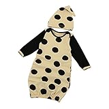 Tovadoo 子供服 ベビー服 新生児 シュラフ+ハット パジャマ 長袖 コットンブレンド 水玉 可愛い ファッション 部屋着