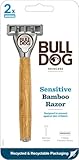 Bulldog Skincare 髭剃り センシティブ バンブーハンドル 本体+替刃1コ オリジナルティッシュ付き