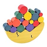 Greencherry お月さまバランスゲーム（黄色）　積み木 木製カラフルな丸パーツバランスゲーム　 木のおもちゃ 平衡木おもちゃ　知育玩具 誕生日プレゼント　お月さま本体丸パーツセット