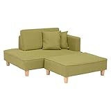 ソファー・オットマンセット 【グリーン】 肘付き 『SOLERA』 張地：ファブリック生地 クッション2個付き ソレラGR