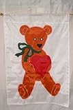28X40 Embroidered Sewn Bear Heart Appliqued Nylon Garden Flag 28X40 [並行輸入品]