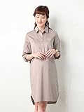 Angeliebe エンジェリーベ マタニティ ワンピース 授乳 しやすい スキッパー シャツ チュニック ワンピ 妊婦服 産前 産後 長袖 フリー ベージュ 20951 20951200