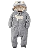 カーターズ ロンパース carter's 男の子用グレーふわふわトナカイ耳付きフードフリース地ジャンプスーツ (3months(55-61cm)) [並行輸入品]