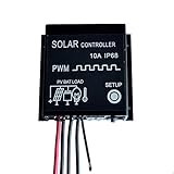 NUZAMAS 12V / 24Vソーラーパネルレギュレータ充電コントローラ10A PWM ディスプレイ 防水 IP68