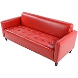 UNE BONNE(ウネボネ) 北欧 モダン 布製 2人掛け リクライニング　ふわふわオシャレ ファブリックソファ PVC_SHINE_RED