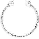 925 Sterling Silver Cable Cuff Bangle Baby Bracelet Newborn Twisted Chic Design