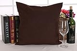 m-deconovo Super Soft Melange Flannelette装飾枕クッションカバー 18x18 Inch ブラウン CS24692