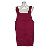 エプロン 前掛け H型 ショート丈 丸洗いOK レディース女性 婦人用 ガーデニング（レッド）