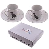 Set of 2 Espresso Cup and Saucer - I Love My Dog