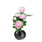 仏縁堂ブランド：光ファイバー使用の光る仏花【7色に変化する煌めくお花　テルミナ：牡丹】新盆　初盆　お盆用品　盆提灯　盆花　仏壇用仏具