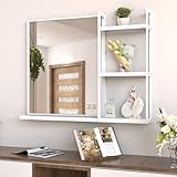 ANYHI 長方形 壁掛け鏡 91.5 x 61 cm 洗面台 鏡 壁掛け 垂直または水平，ホワイト