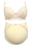マタニティドットオンレースブラトップ＆ショーツセット　授乳機能付 (M, クリーム)