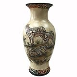 PMJC Hand Painted Zebra Oil Painting Porcelain Vase 4 by 3.75 by 10.5 [並行輸入品]