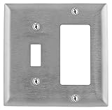 Bryant Electric SSJ126 Metallic Wallplate, 2-Gang, 1 Toggle 1 Decorator/GFCI Opening, Jumbo, 302/304