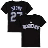Outerstuff TrevorストーリーColorado Rockies # 27 Youth Player Name And Number Tシャツブラック Youth Medium 10/12
