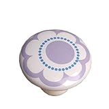 3のセット[パープル花]セラミック子供用/大人用引き出し/キャビネットハンドル/ Pulls 1.51 "