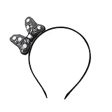 Nice Days（ナイス　ディズ） 髪飾り 子供用 カチューシャ 可愛い 蝶結び キラキラ ビーズ ヘアバンド (黒)
