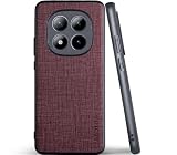 Aioria 互換性 ケース for Xiaomi Redmi Note 15 Pro 5G 生地パターンレザー高級に保護純色スマホケース (Red, For Redmi Note 15 Pro 5G)