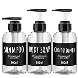 Segbeauty シャンプーボトル ディスペンサー 透明 300ml 3本セット 詰め替えボトル 容器 おしゃれ 浴室 洗面所 ウイルス対策
