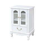 JKプラン 姫系 キャッツプリンセス duo キャビネット アンティーク調 ガラス扉 両扉 猫足 プリンセス リビングキャビネット 幅50 ホワイト SGT-0120-WH