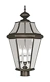 Livex Lighting 2364-07 Outdoor Post with Clear Beveled Glass Shades, Bronze [並行輸入品]