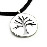 High Quality Sterling Silver Tree of Life Pendant, One Size, Black