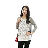 Lecpra (レクプラ) エレガント トップス マタニティ 授乳服 グレー ( L XL ) 長袖 (L)