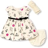 THE CHILDREN'S PLACE(ザ・チルドレンズプレイス) シティキティプリントドレス ヘッドワープ&ブルマセット スノー ワンピース 0～3ヶ月【並行輸入】
