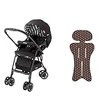 【セット買い】 アップリカ ベビーカー ラクーナAD ヒューゴブラック + さらっとマット ビタードットBR 純正リバーシブルタイプ