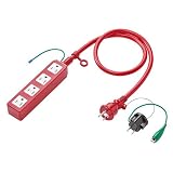 サンワサプライ アウトレット 高強度 タップ レッド 1m 3P 4個口 TAP-HP4-1R 箱にキズ、汚れのあるアウトレット品です。