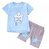 YY-Natuhi ベビー服 子供服 男の子 女の子 上下2点セット 半袖 トップス ズボン トレーナー キッズ服 春夏 幼児 0~3歳 ルームウェア セットアップ ボーイズ かわいい 星 シャツ (