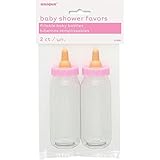 5' Plastic Fillable Pink Baby Bottle Girl Baby Shower Favors, 2ct [並行輸入品]