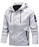 [Sulliwayu] マウンテンパーカー ジャケット メンズ ウィンドブレーカー アウトドア 防寒 防風 撥水 フード付き 軽量 ライトアウター ブルゾン カジュアル おしゃれ 春 秋 冬 秋服 (グレー, XL)