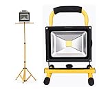 充電式LED投光器+三脚スタンド■ポーペ(POOPEE)20W充電式LED投光器+三脚スタンド　バッテリー内蔵式ポータブル投光器 6000K 広角 昼白色 角度調整可 防水加工 フラッドライト 1灯・